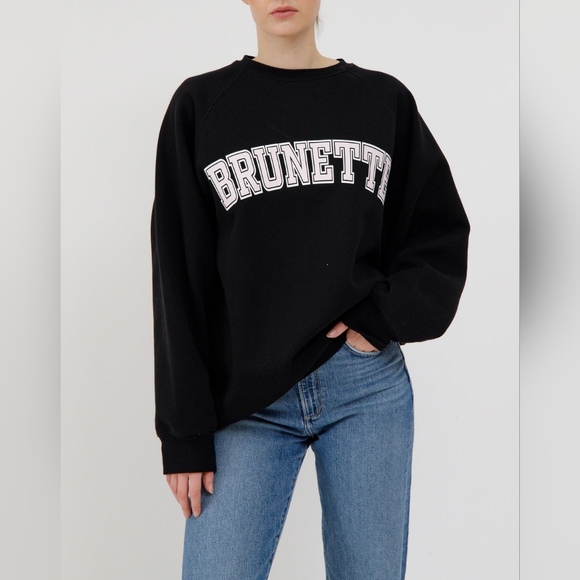 Brunette The Label Tops - Brunette The Label "Brunette" Varsity Hair Colour Not Your Boyfriend's Crew M/L